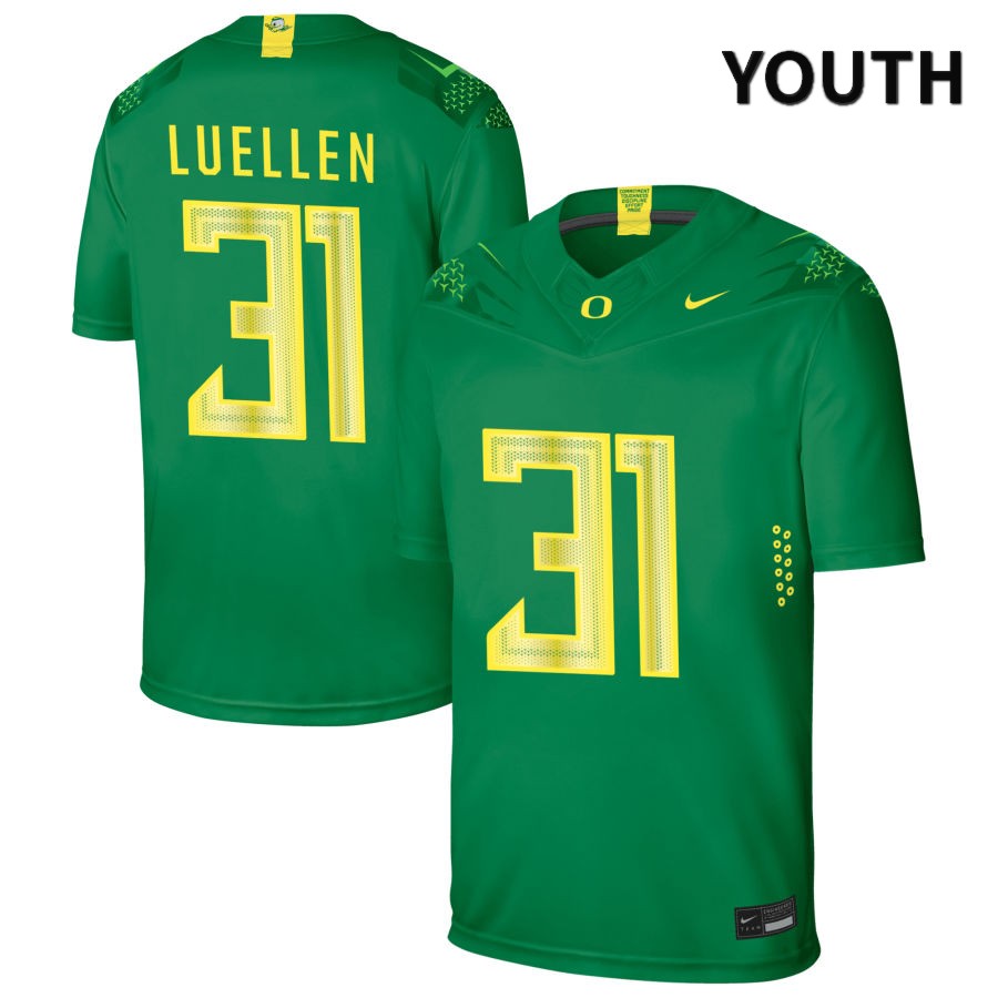 Oregon Ducks Youth #31 La'Vaughn Luellen Football College Authentic Green NIL 2022 Nike Jersey NOF46O3M